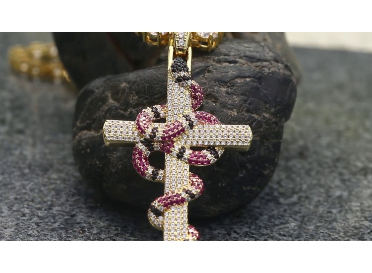 Iced Out Snake Cross